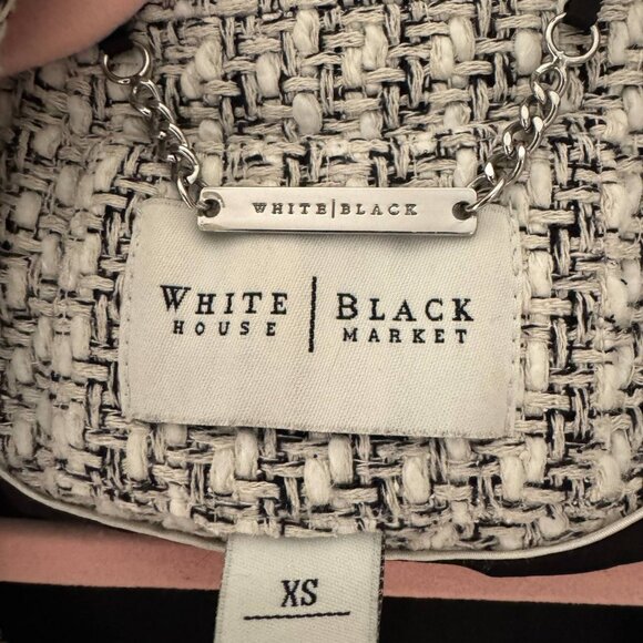 White house black market xs - adorable fitted pea coat white and black tweed - Picture 2 of 3